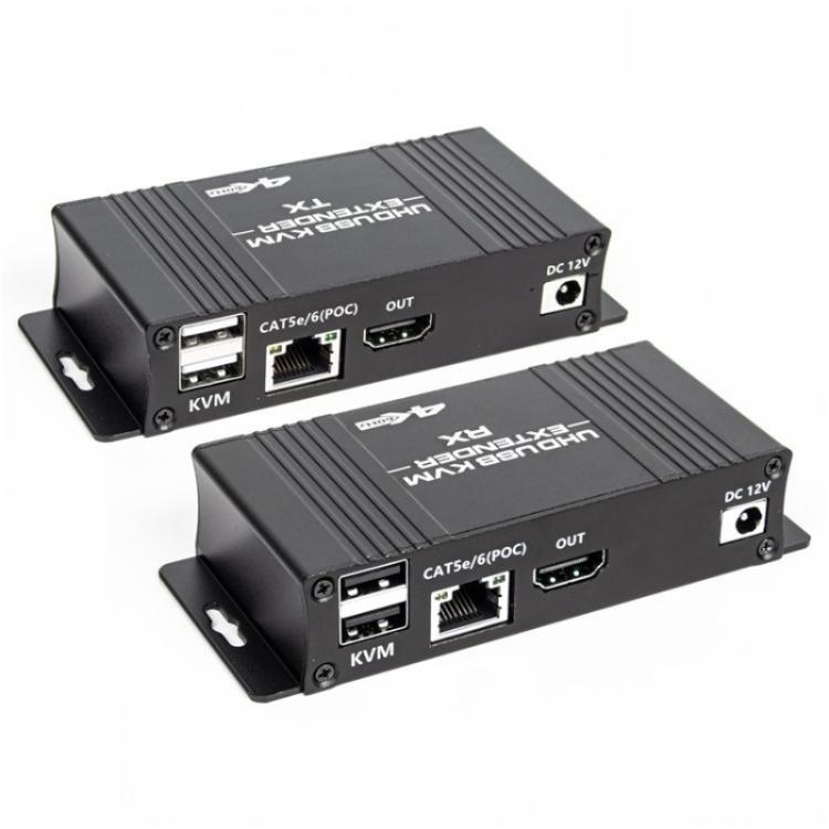 D5-1 / D6-1 80m Cat6 / 5e Network Cable Extender Computer Control HDMI KVM Extender, Plug:EU Plug