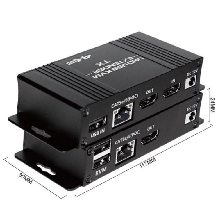 D5-1 / D6-1 80m Cat6 / 5e Network Cable Extender Computer Control HDMI KVM Extender, Plug:US Plug