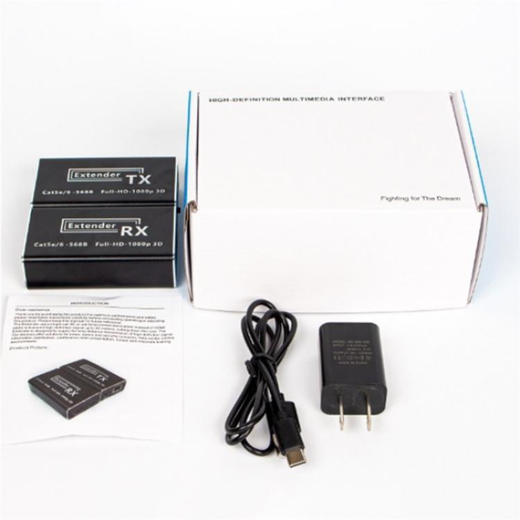 D1-1 / D2-1 Network Cable HD Video Signal Transmitter 50m Extender HDMI to RJ45 Extender, Plug:EU Plug