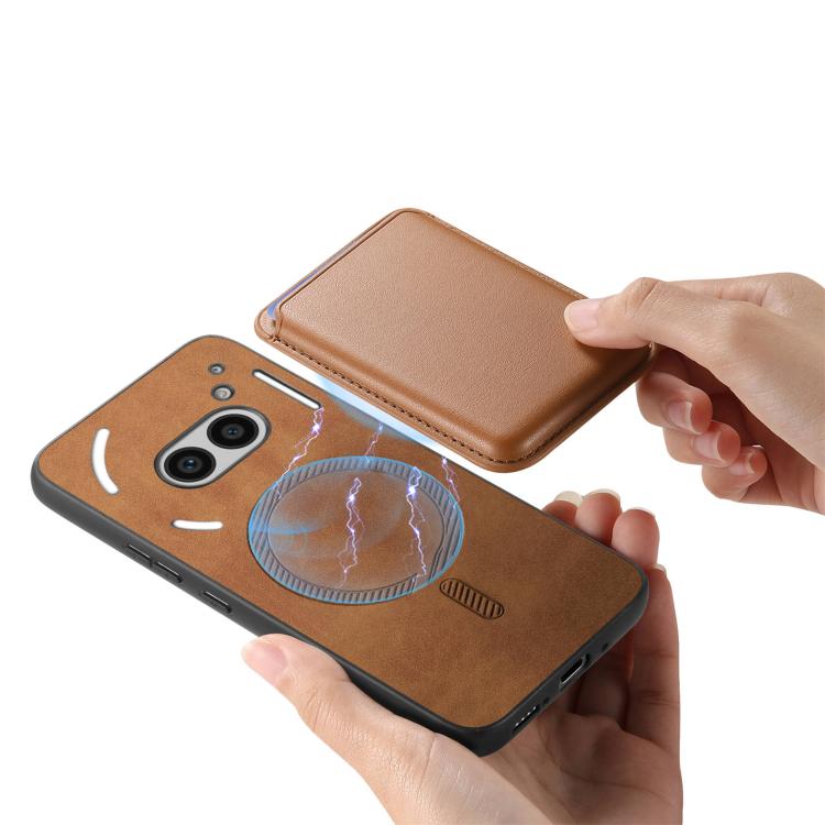 For Nothing CMF Phone 1 Retro Magsafe Card Bag PU Back Cover Phone Case