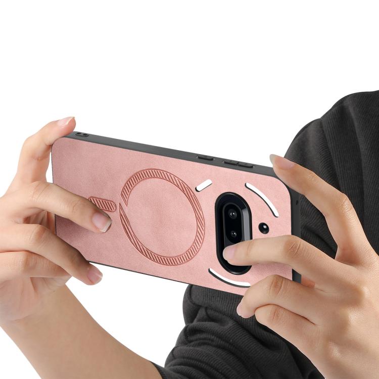 For Nothing Phone 3a Retro Magsafe Magnetic PU Back Cover Phone Case
