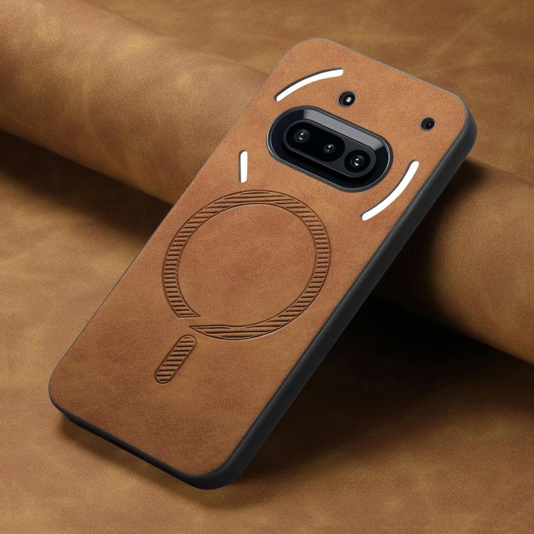 For Nothing Phone 3a Retro Magsafe Magnetic PU Back Cover Phone Case