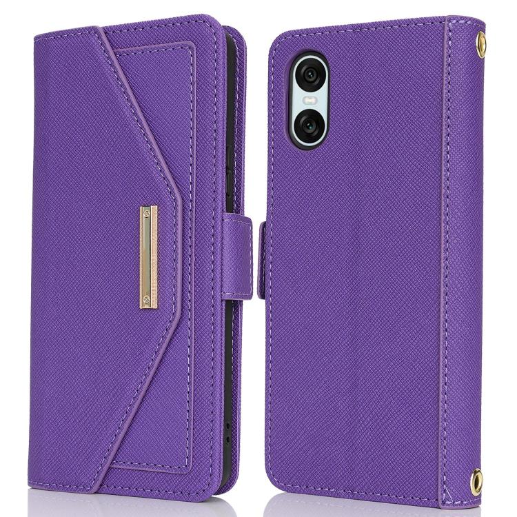 For Sony Xperia 5 III Cross Texture Crossbody Lanyard Leather Phone Case