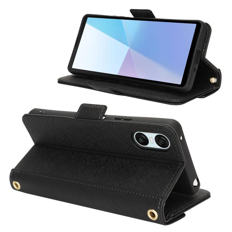For Sony Xperia 1 VI Cross Texture Crossbody Lanyard Leather Phone Case