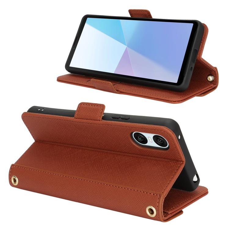 For Sony Xperia 1 VI Cross Texture Crossbody Lanyard Leather Phone Case