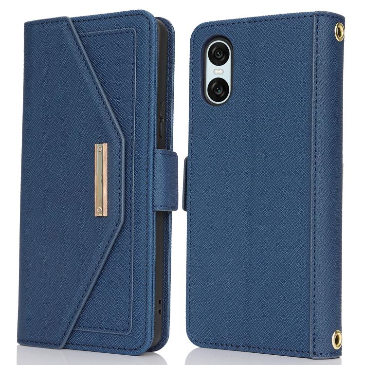 For Sony Xperia 10 IV Cross Texture Crossbody Lanyard Leather Phone Case