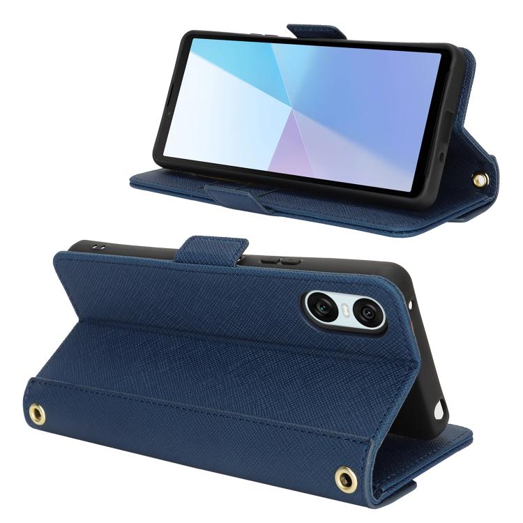 For Sony Xperia 10 IV Cross Texture Crossbody Lanyard Leather Phone Case