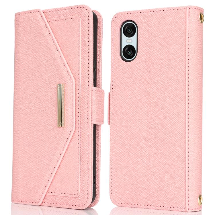 For Sony Xperia 10 IV Cross Texture Crossbody Lanyard Leather Phone Case