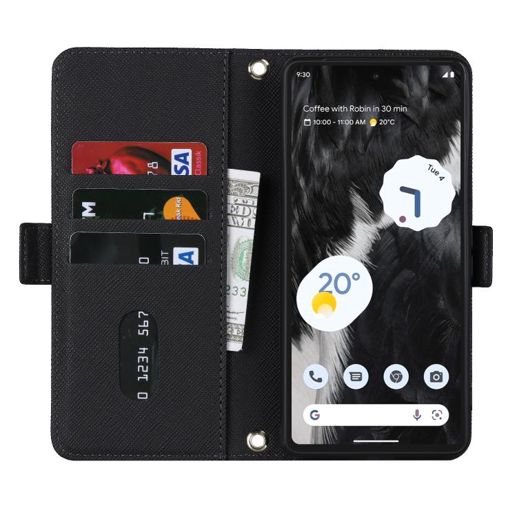 For Google Pixel 6a Cross Texture Crossbody Lanyard Leather Phone Case