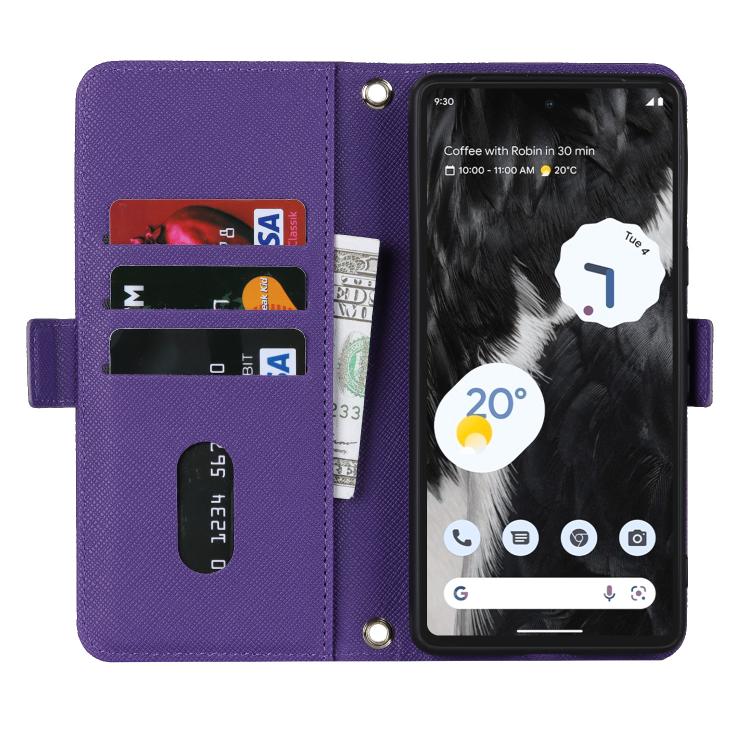 For Google Pixel 6a Cross Texture Crossbody Lanyard Leather Phone Case