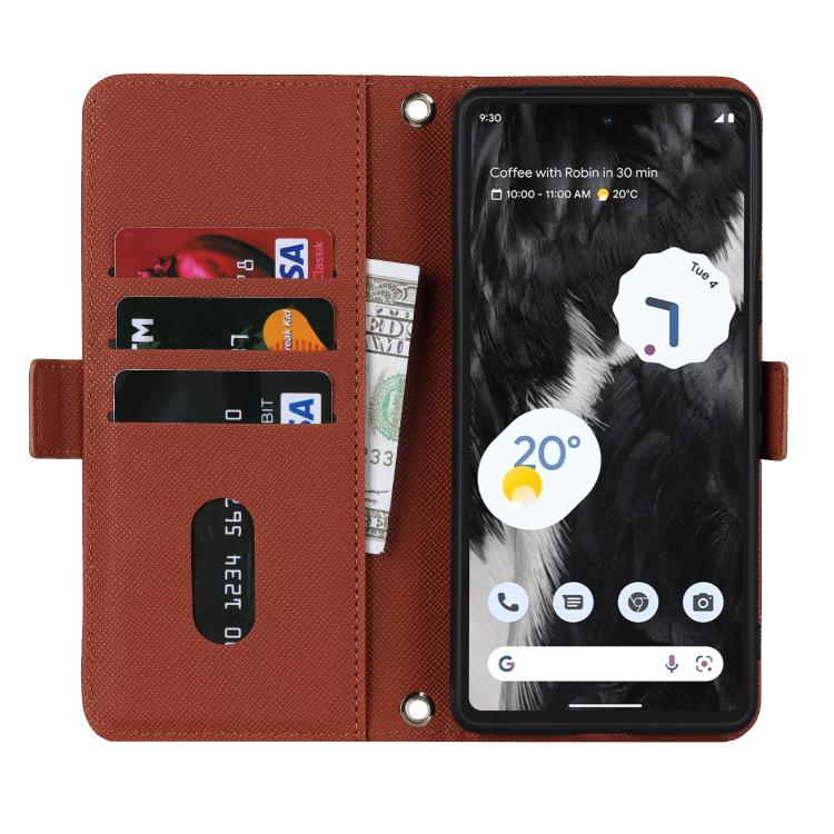 For Google Pixel 6a Cross Texture Crossbody Lanyard Leather Phone Case
