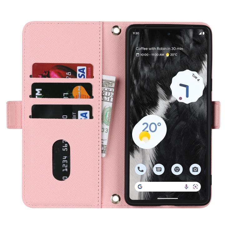 For Google Pixel 9a Cross Texture Crossbody Lanyard Leather Phone Case