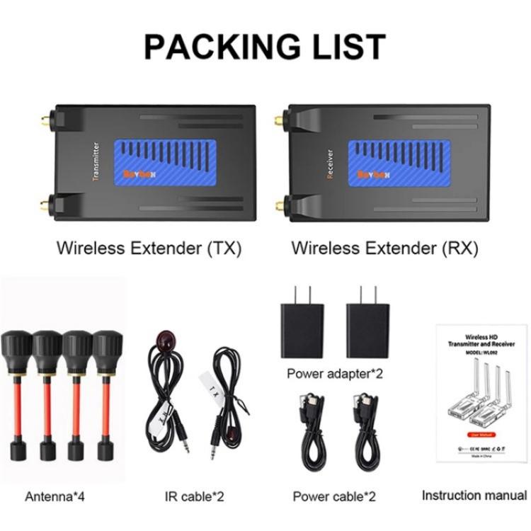 BOVBOX 092 Pro Audio Video Transmitter Receiver 300m Wireless HDMI Extender, Plug:UK Plug