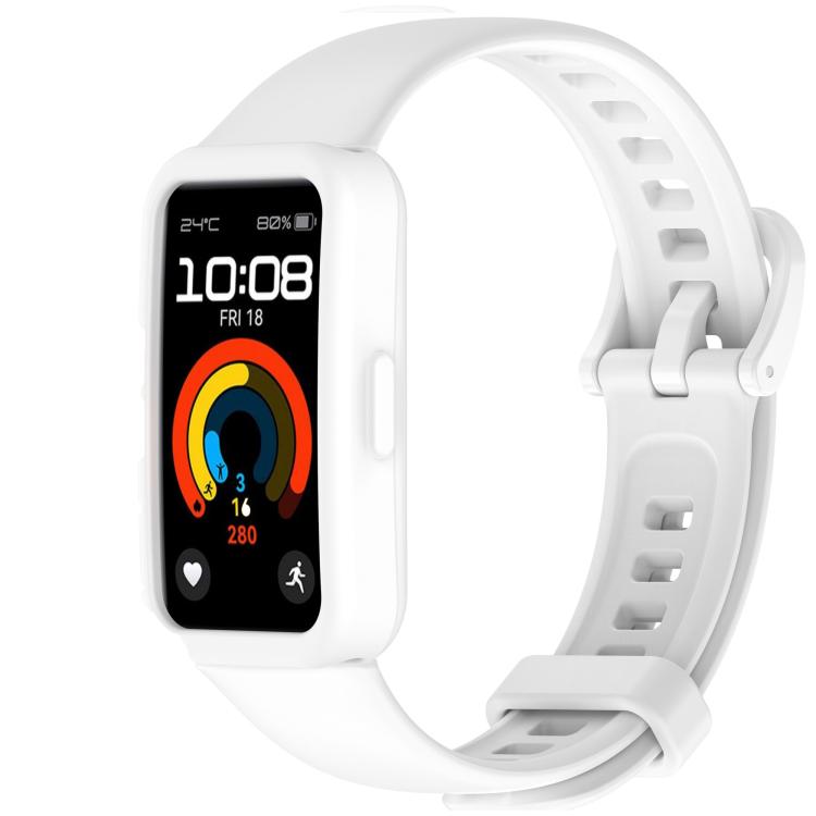 For Huawei Band 10 / 9 / 8 Color Button Watch Case Integrated Silicone Watch Band