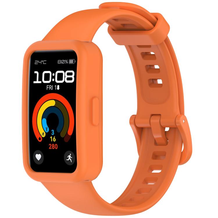 For Huawei Band 10 / 9 / 8 Color Button Watch Case Integrated Silicone Watch Band