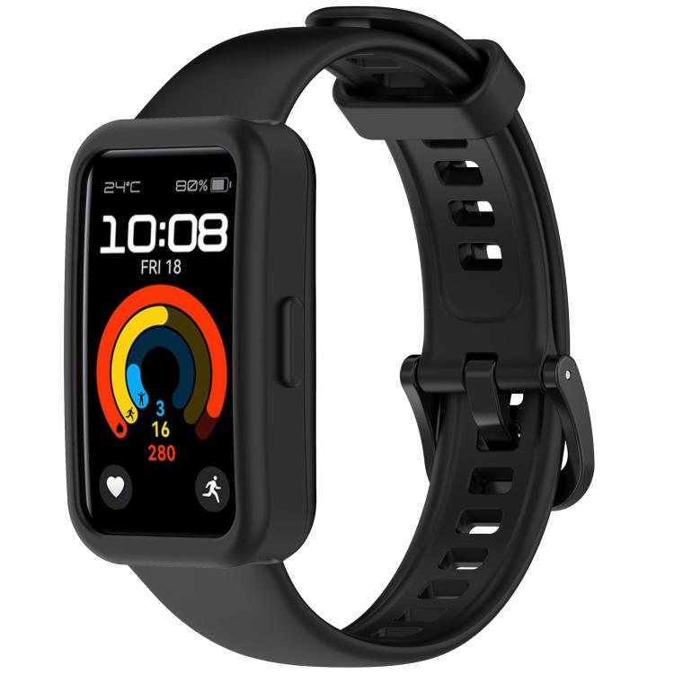 For Huawei Band 10 / 9 / 8 Color Button Watch Case Integrated Silicone Watch Band