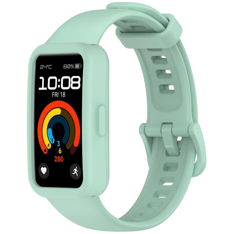 For Huawei Band 10 / 9 / 8 Color Button Watch Case Integrated Silicone Watch Band