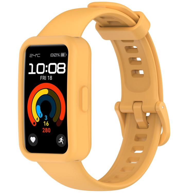 For Huawei Band 10 / 9 / 8 Color Button Watch Case Integrated Silicone Watch Band