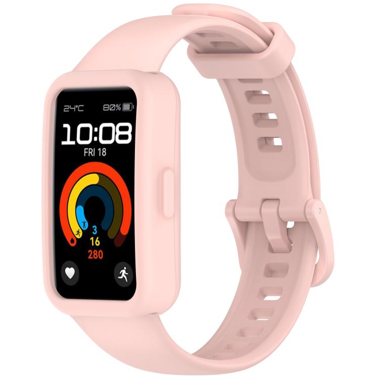 For Huawei Band 10 / 9 / 8 Color Button Watch Case Integrated Silicone Watch Band