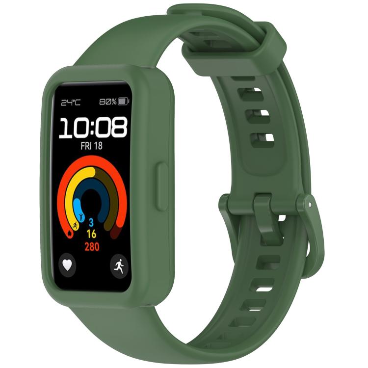 For Huawei Band 10 / 9 / 8 Color Button Watch Case Integrated Silicone Watch Band