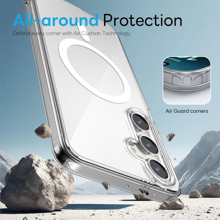 For Samsung Galaxy S25 5G NORTHJO 3 in 1 PC MagSafe Phone Case with Screen Film and Lens Film - Clear