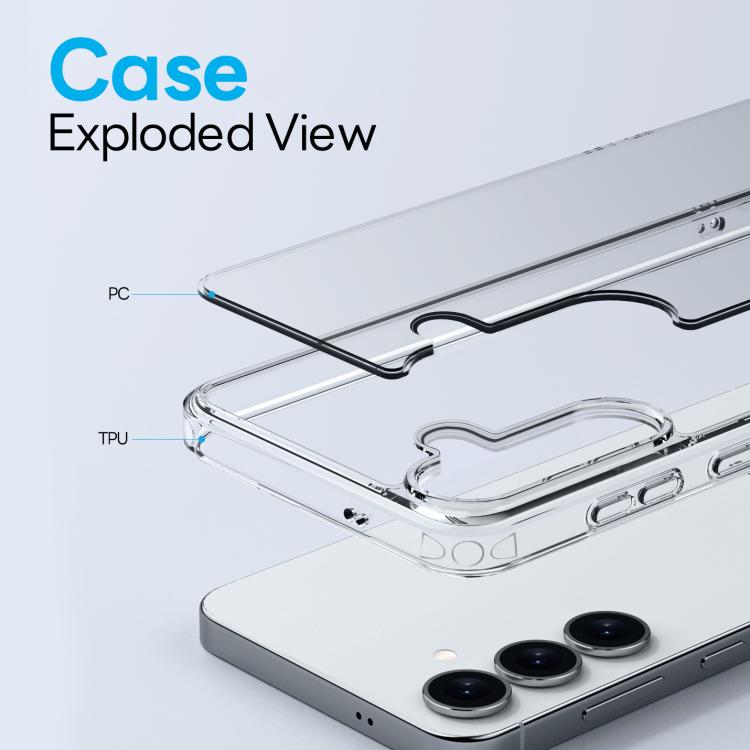 For Samsung Galaxy S24 5G NORTHJO 3 in 1 Clear Phone Case with Screen Protector Lens Film