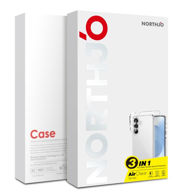For Samsung Galaxy S24 5G NORTHJO 3 in 1 Clear Phone Case with Screen Protector Lens Film