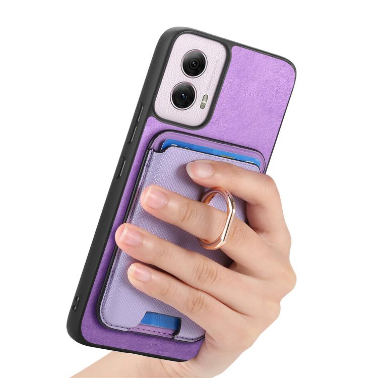 For Motorola Moto G 5G 2024 Retro Cross Leather Ring Vertical Insert Card Bag MagSafe Phone Case