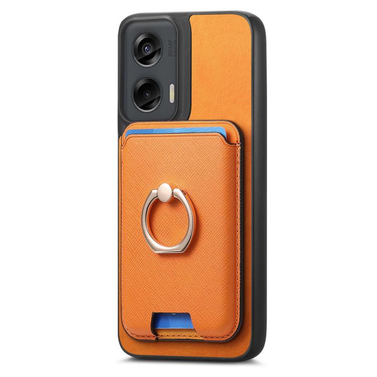 For Motorola Moto G Stylus 5G 2024 Retro Cross Leather Ring Vertical Insert Card Bag MagSafe Phone Case