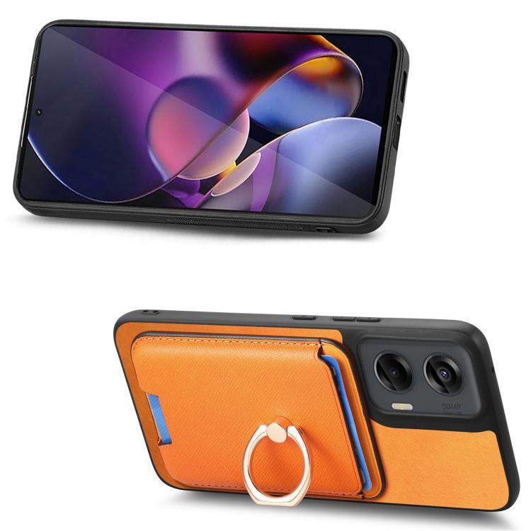 For Motorola Moto G Stylus 5G 2024 Retro Cross Leather Ring Vertical Insert Card Bag MagSafe Phone Case