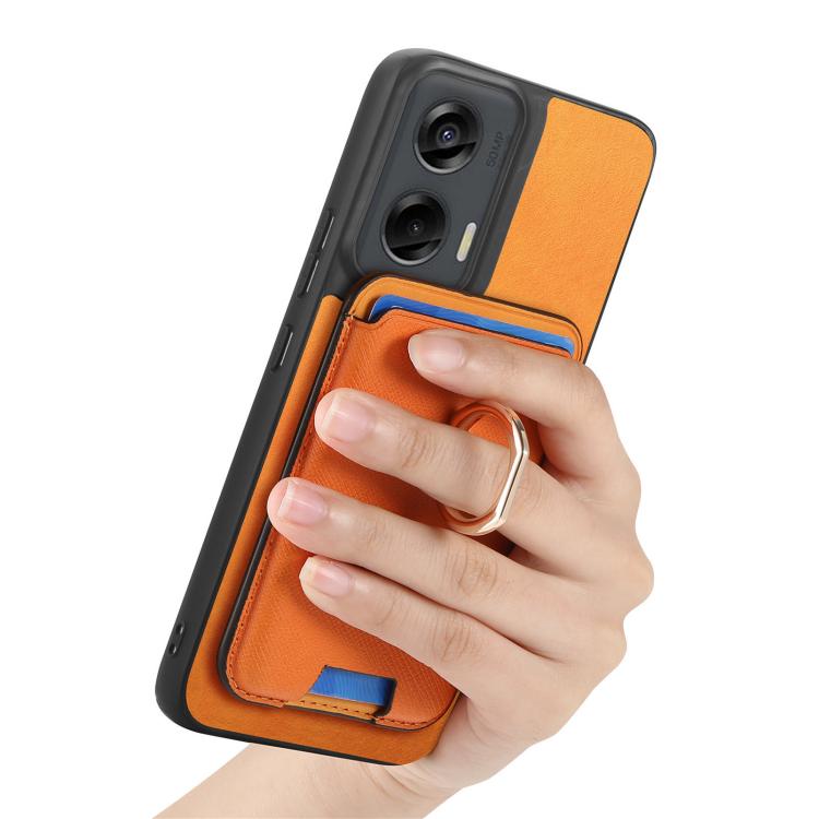 For Motorola Moto G Stylus 5G 2024 Retro Cross Leather Ring Vertical Insert Card Bag MagSafe Phone Case