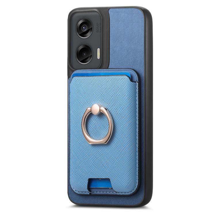 For Motorola Moto G Stylus 5G 2024 Retro Cross Leather Ring Vertical Insert Card Bag MagSafe Phone Case