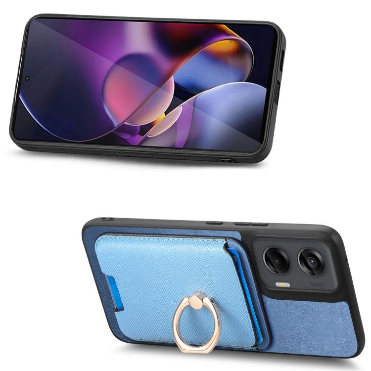 For Motorola Moto G Stylus 5G 2024 Retro Cross Leather Ring Vertical Insert Card Bag MagSafe Phone Case