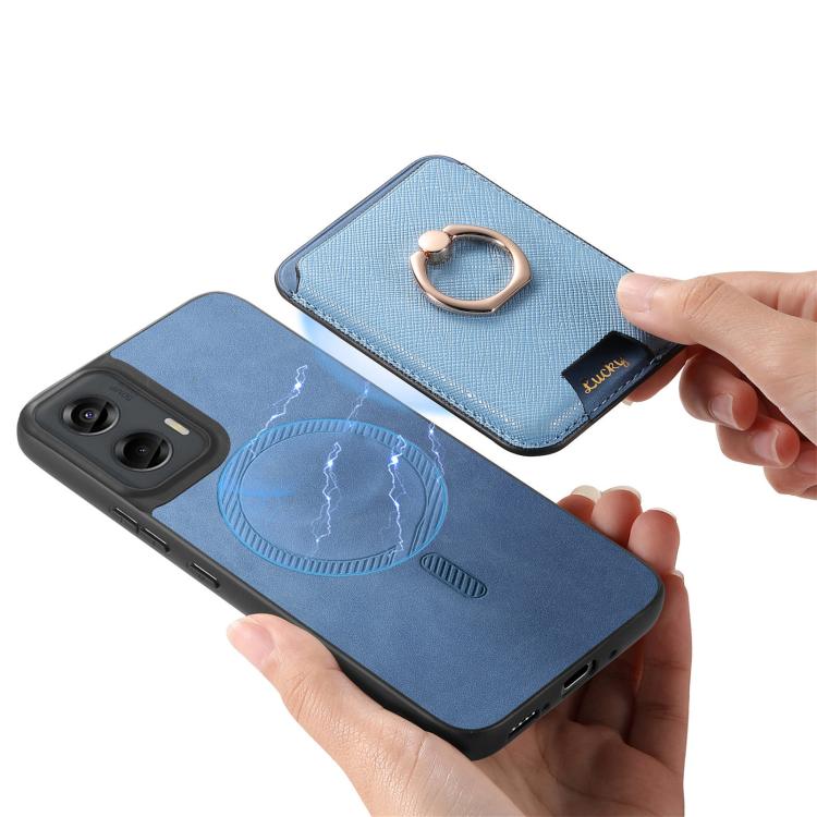 For Motorola Moto G Stylus 5G 2024 Retro Cross Leather Ring Vertical Insert Card Bag MagSafe Phone Case