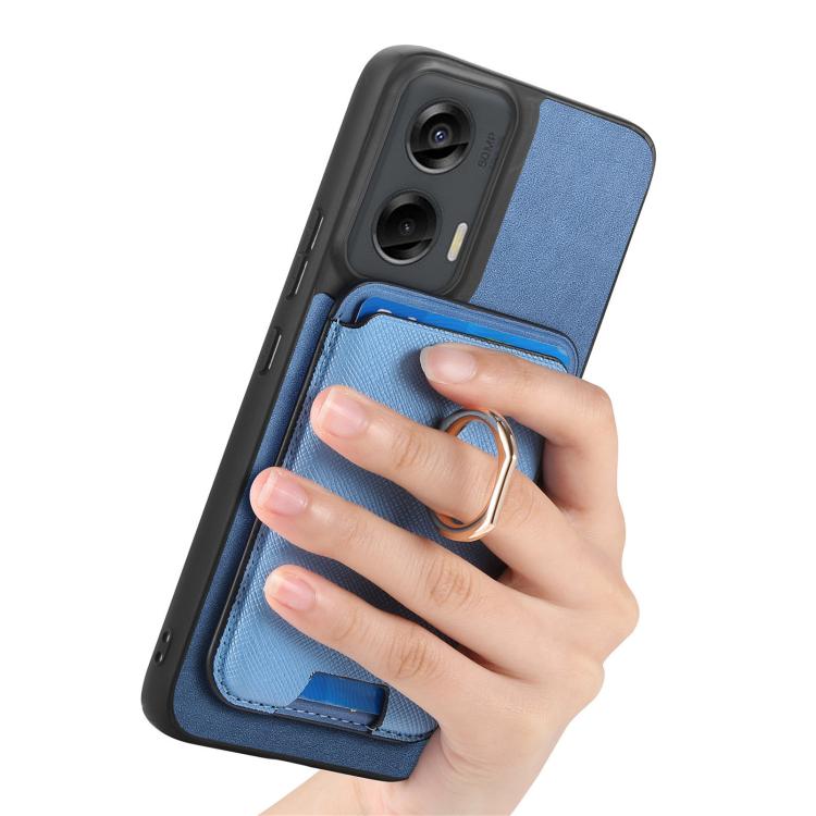 For Motorola Moto G Stylus 5G 2024 Retro Cross Leather Ring Vertical Insert Card Bag MagSafe Phone Case