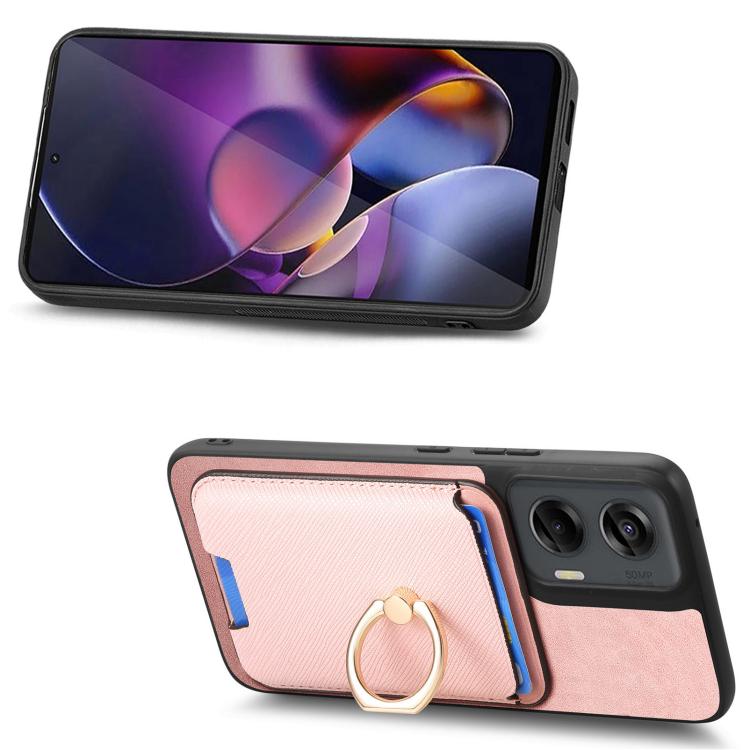 For Motorola Moto G Stylus 5G 2024 Retro Cross Leather Ring Vertical Insert Card Bag MagSafe Phone Case