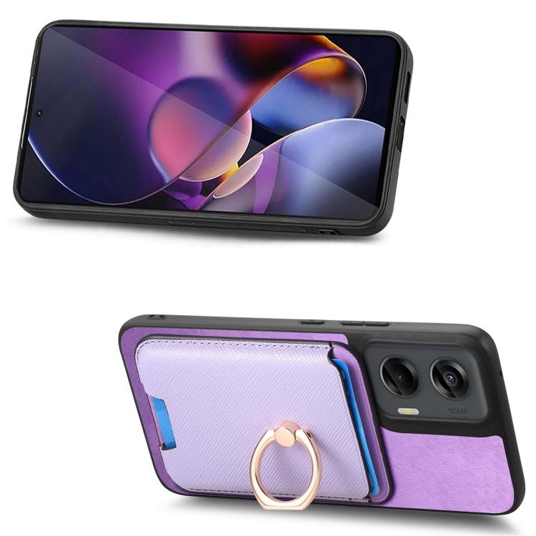 For Motorola Moto G Stylus 5G 2024 Retro Cross Leather Ring Vertical Insert Card Bag MagSafe Phone Case