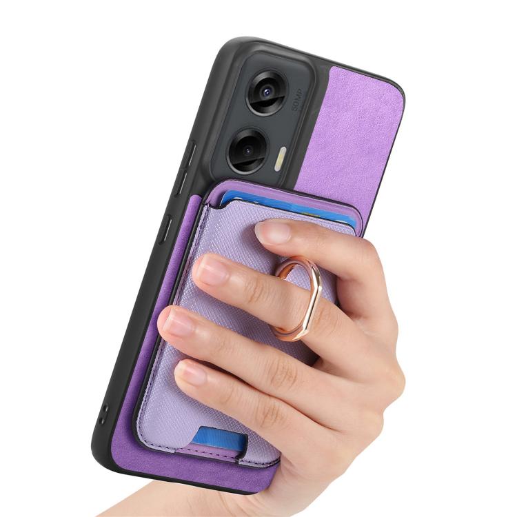 For Motorola Moto G Stylus 5G 2024 Retro Cross Leather Ring Vertical Insert Card Bag MagSafe Phone Case