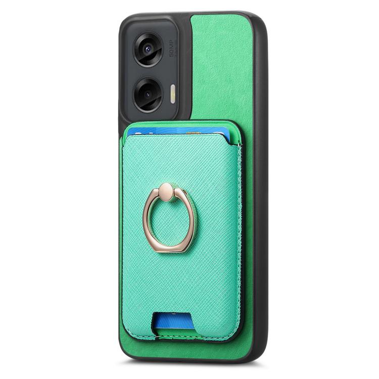 For Motorola Moto G Stylus 5G 2024 Retro Cross Leather Ring Vertical Insert Card Bag MagSafe Phone Case