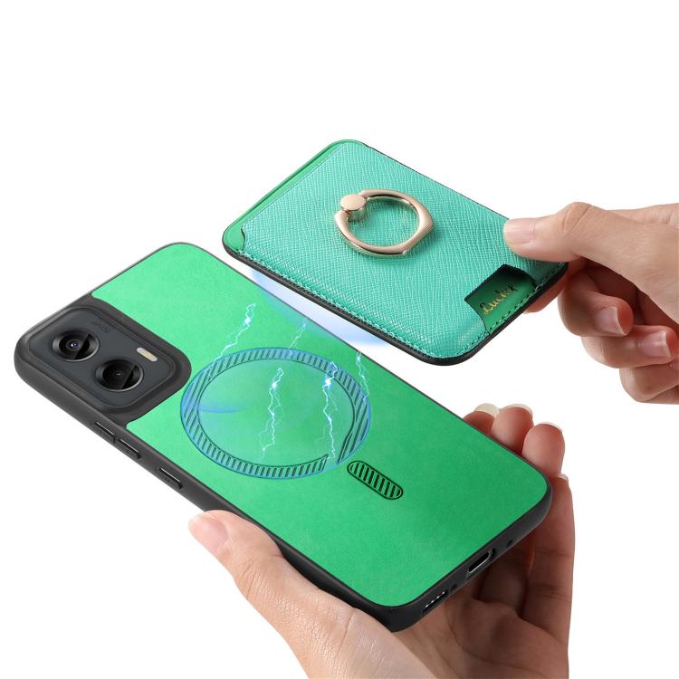 For Motorola Moto G Stylus 5G 2024 Retro Cross Leather Ring Vertical Insert Card Bag MagSafe Phone Case