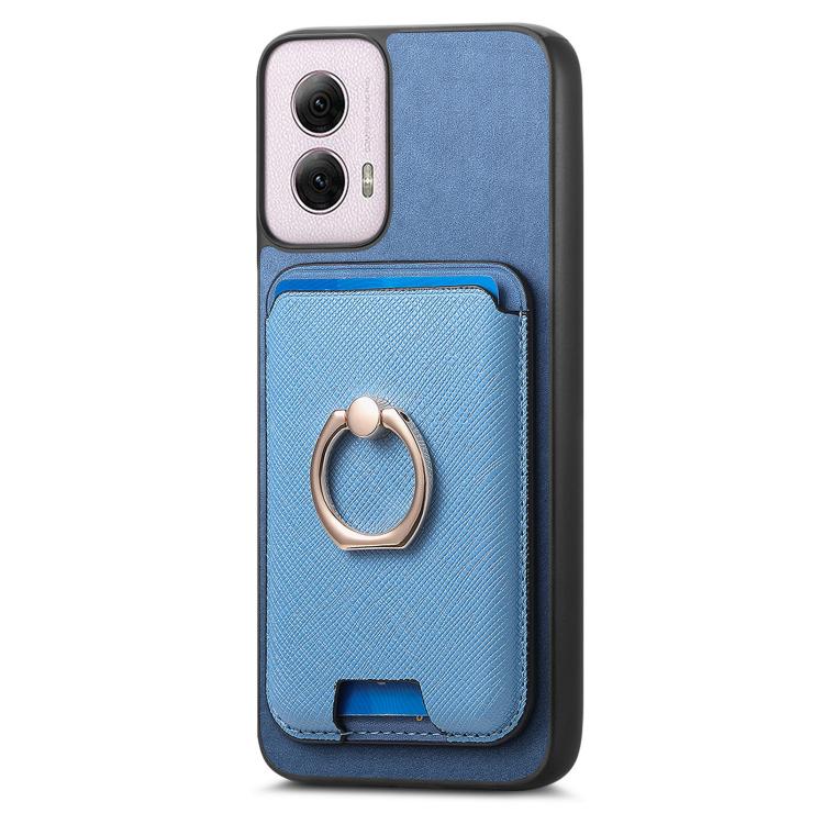 For Motorola Moto G Power 5G 2024 Retro Cross Leather Ring Vertical Insert Card Bag MagSafe Phone Case