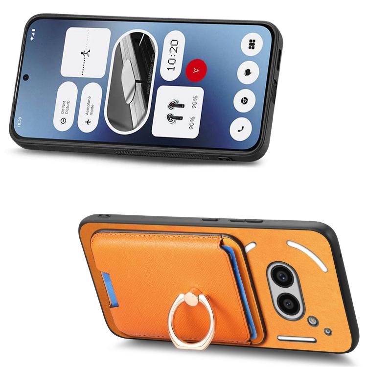 For Nothing CMF Phone 1 Retro Cross Leather Ring Vertical Insert Card Bag MagSafe Phone Case