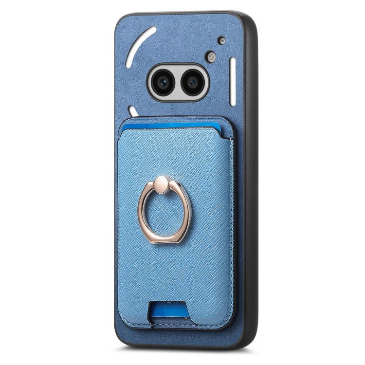 For Nothing CMF Phone 1 Retro Cross Leather Ring Vertical Insert Card Bag MagSafe Phone Case