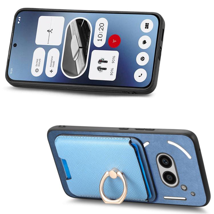 For Nothing CMF Phone 1 Retro Cross Leather Ring Vertical Insert Card Bag MagSafe Phone Case