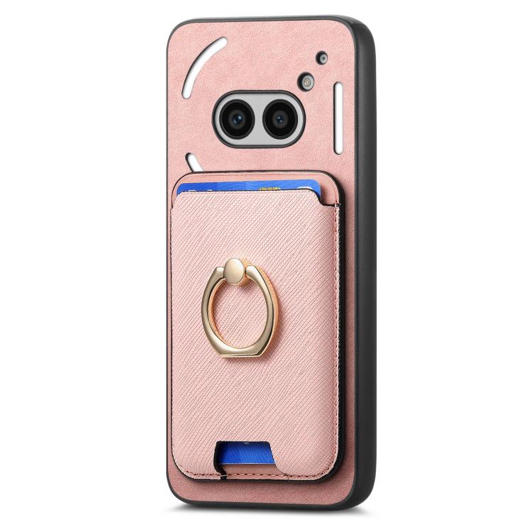For Nothing CMF Phone 1 Retro Cross Leather Ring Vertical Insert Card Bag MagSafe Phone Case