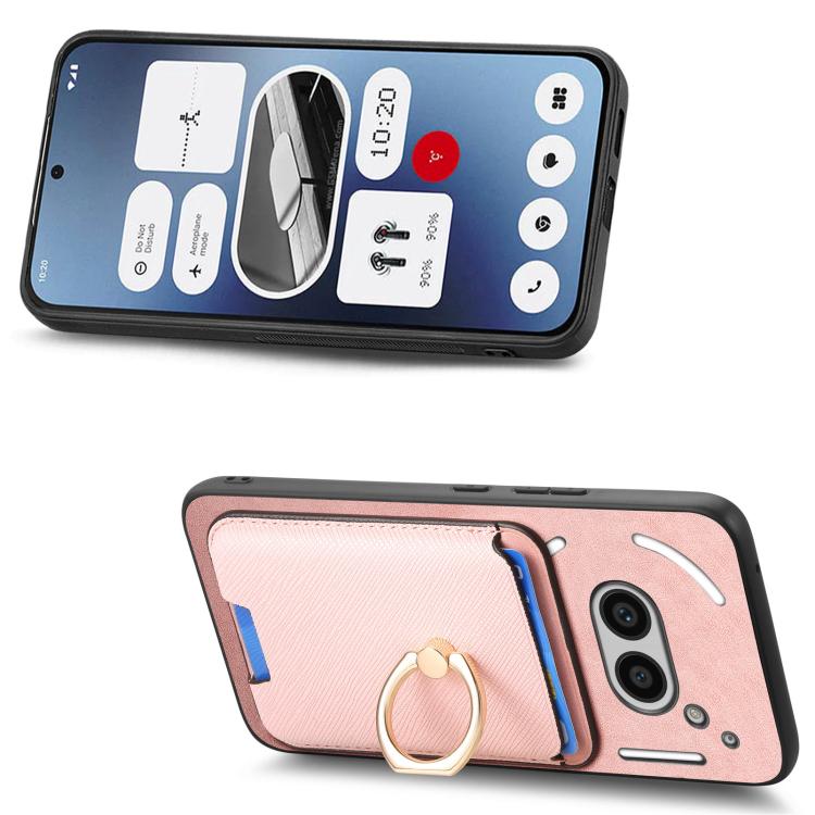 For Nothing CMF Phone 1 Retro Cross Leather Ring Vertical Insert Card Bag MagSafe Phone Case