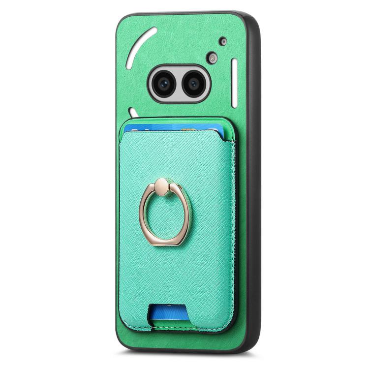 For Nothing CMF Phone 1 Retro Cross Leather Ring Vertical Insert Card Bag MagSafe Phone Case