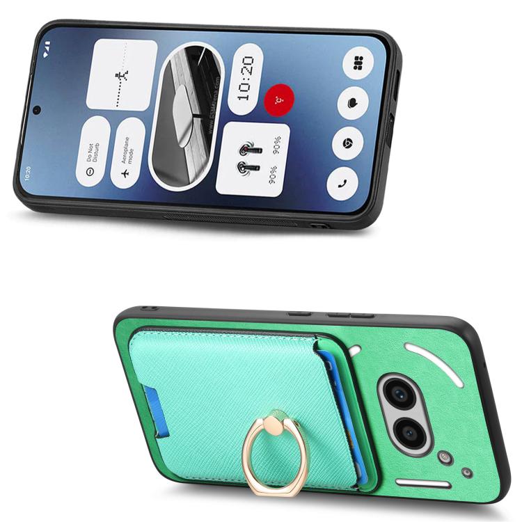 For Nothing CMF Phone 1 Retro Cross Leather Ring Vertical Insert Card Bag MagSafe Phone Case