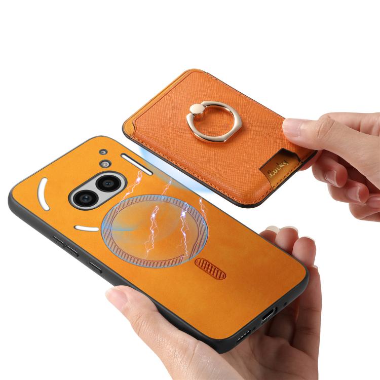 For Nothing Phone 2a Retro Cross Leather Ring Vertical Insert Card Bag MagSafe Phone Case