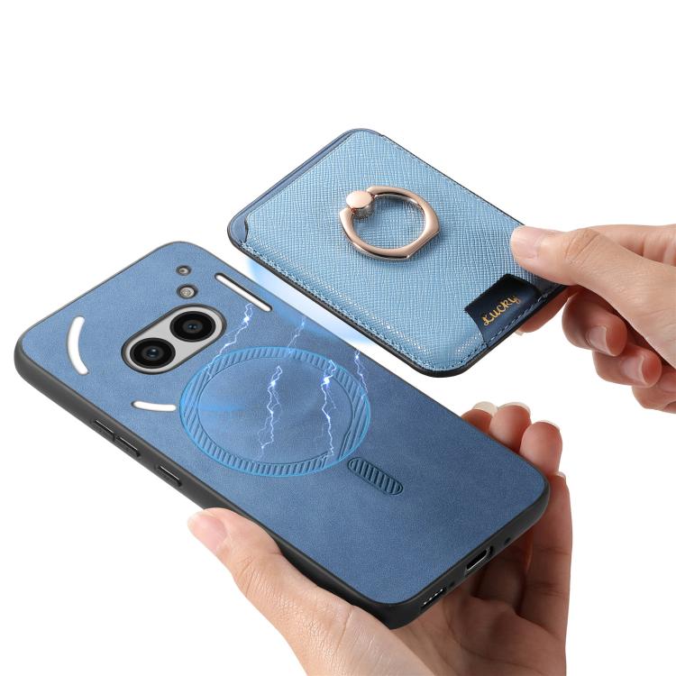 For Nothing Phone 2a Retro Cross Leather Ring Vertical Insert Card Bag MagSafe Phone Case